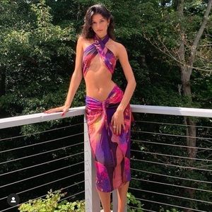 With Jean matching two piece outfit